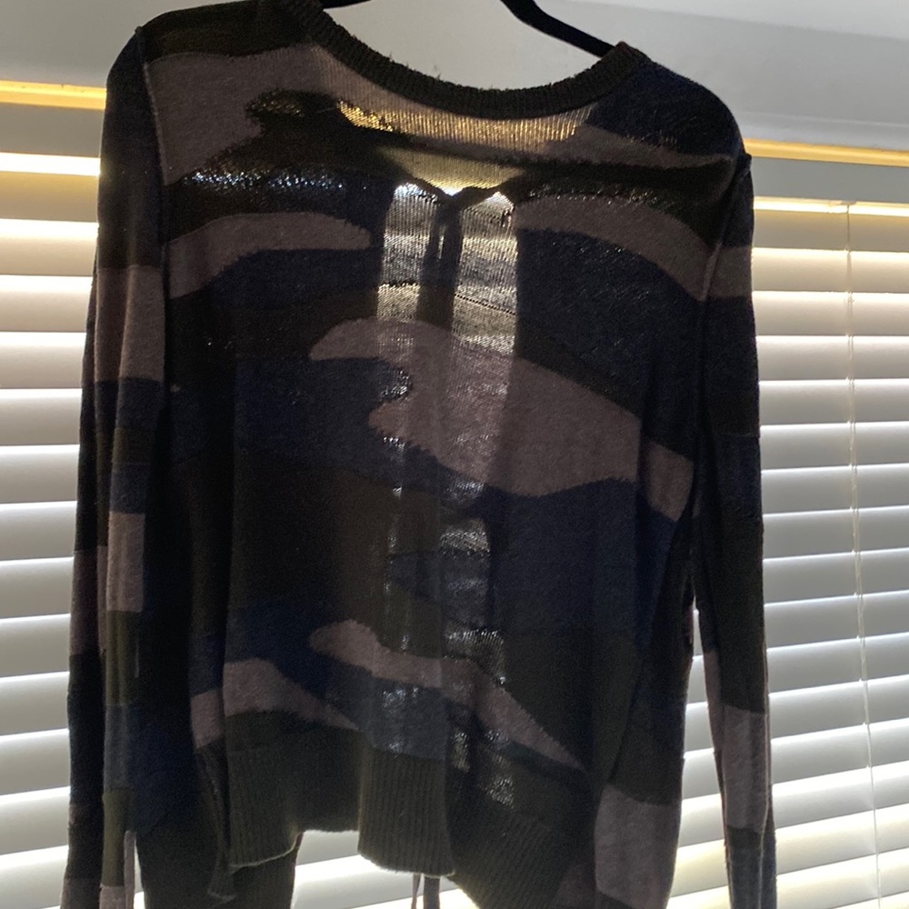 Camo open back sweater